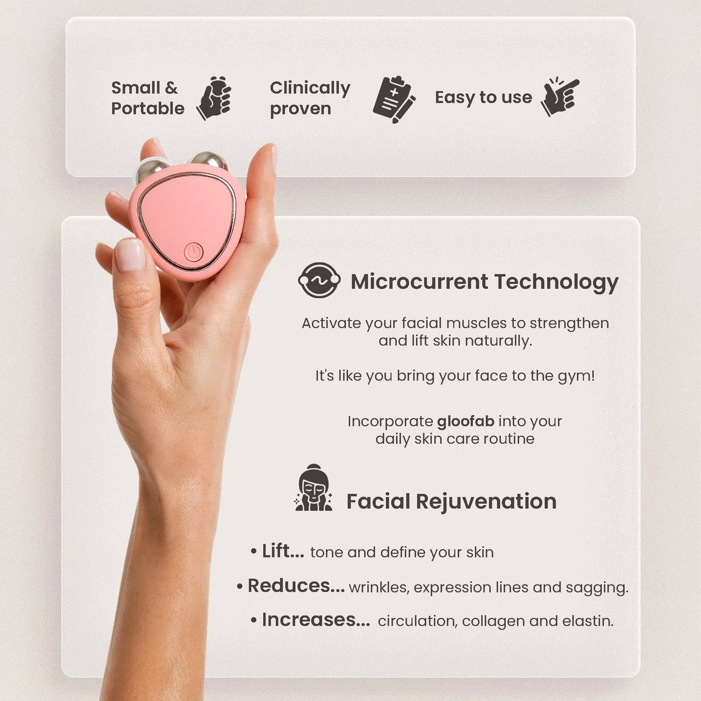 Microcurrent toning device - White - Launchify